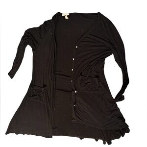 Black Button-Up Hi-low Cardigan- 2X